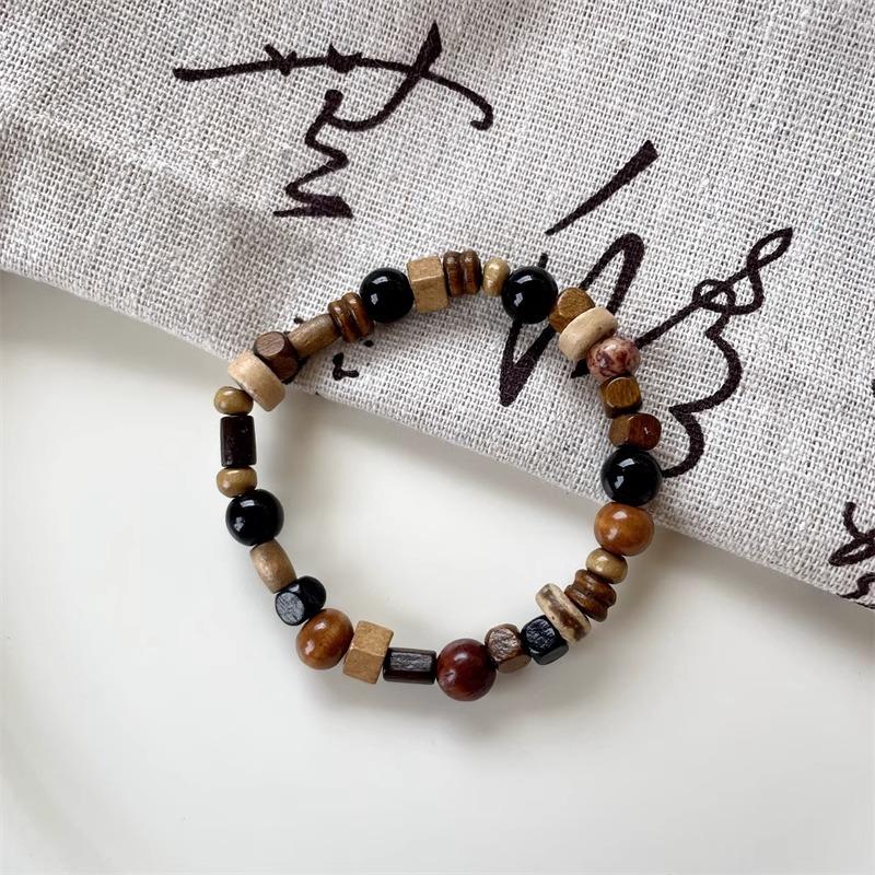 Vintage Pink Brown Beaded Bracelet Unique Stylish Jewelry Gift For Women Friendship Bracelets