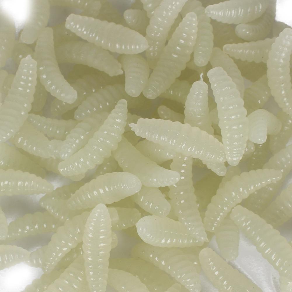50PCS 2.1cm 0.5g Soft Fishing Lures Artificial Design Soft Texture Breadworm Lure Silicone Material Maggot Lure