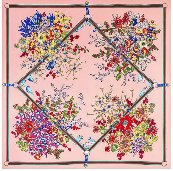 New Luxury Brand Silk Scarf Women Print Square Shawl Hijab Scarfs Female Fashion Shawls Scarves For Ladies 130*130cm