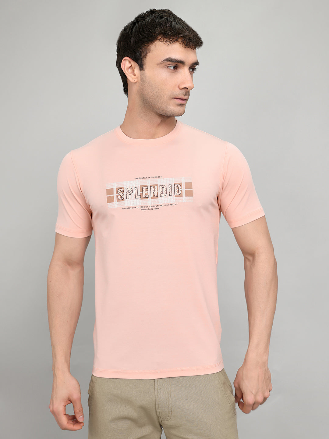 Monte Carlo Men Regular Fit Peach Tshirt XXL персиковый