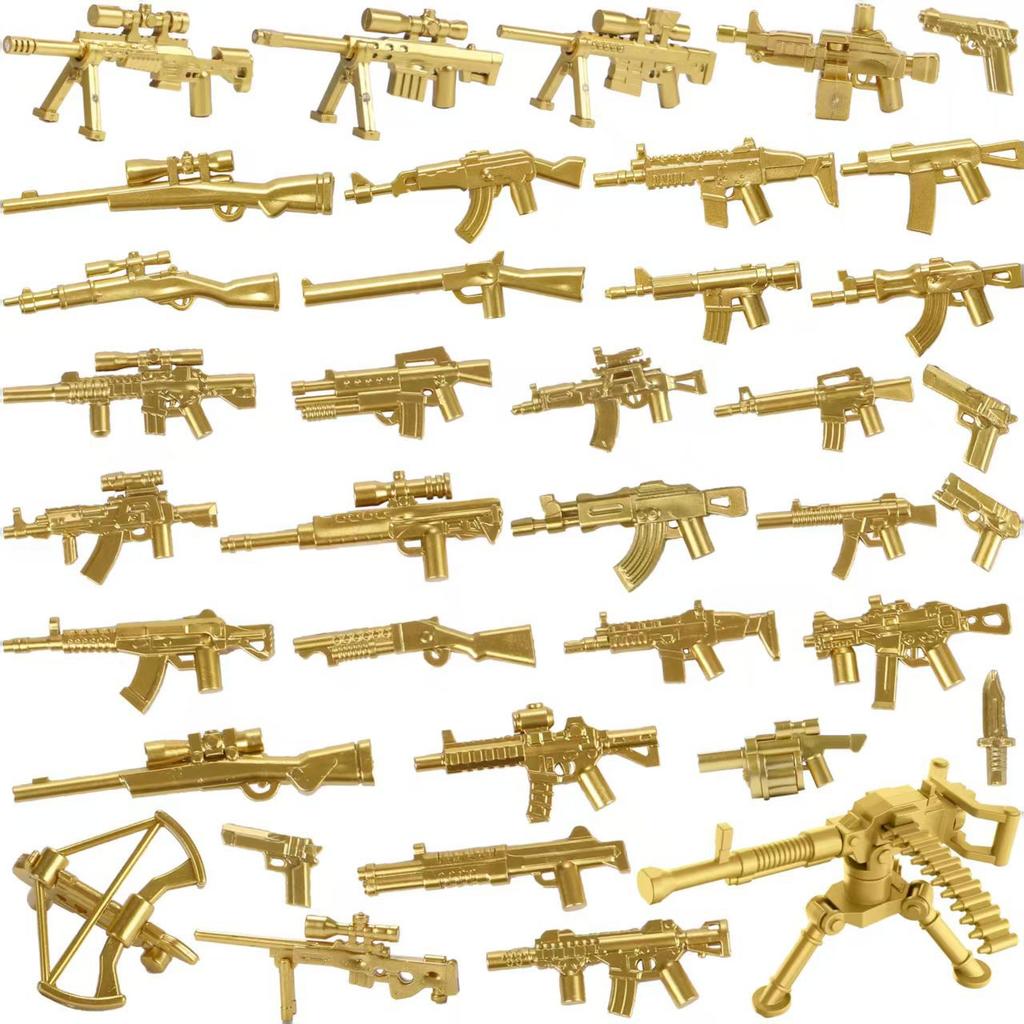 55 Stück Kompatible Verriegelnde Militärspielzeug Goldfarbe Waffen Bausteine Spielzeug Für Kinder Zusammenbauen Militär Armee Spielzeug Geschenke