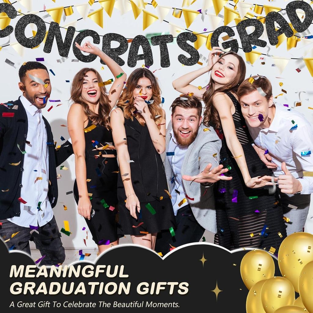 Fulmoon Pre Strung Congrats Grad Banner Glitter Congratulations Banner College Graduation Sign Class of 2026 Grad Party Decorations for High School