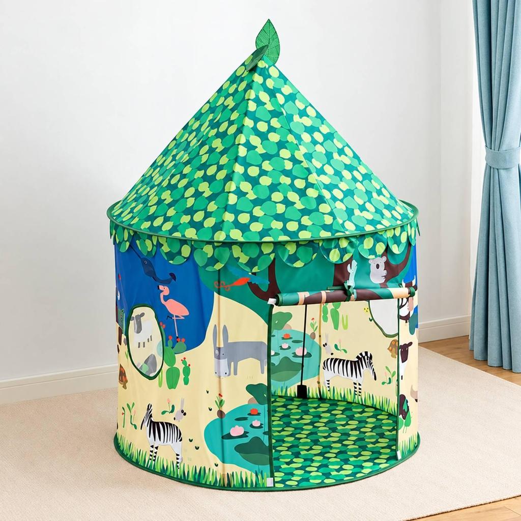 Freestanding Playhouse with Woodland Print Indoor Outdoor for Bedroom