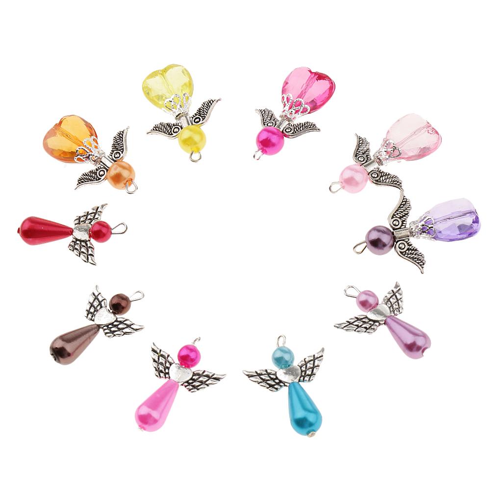 60 Pieces Mixed Silver Angel Butterfly Charms Pendants Faceted Beads
