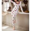 New Loungewear Love Printed Pajamas Love Long Sleeves Trousers Set Can Be Worn Outside European and American Women's Pajamas