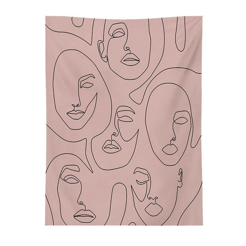 Naked Pink Multi Person Abstract Facial Lines Tapestry, Portrait Wall Hanging for Bedroom Living Room Decor