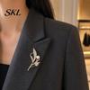 Daily Wear Brooch Ear of Wheat Faux Pearl Brooch, Rhinestone Leaf Alloy Lapel Pin, Pin Sweater Cardigan Coat Business Suit Clothing Accessories,