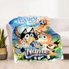 Bluey Sports Adventure Customize Your Name Blanket Gift Personalized Blanket Ultra-Soft Great for Seaside Couch Bed Home Decor Four Seasons Universal