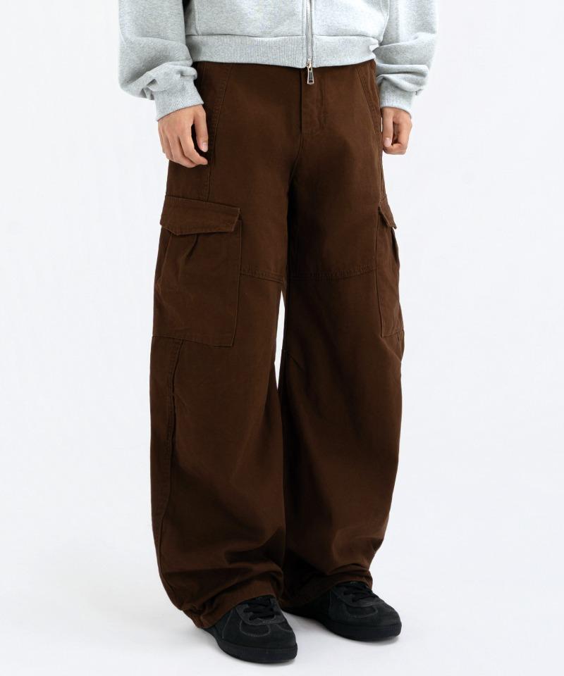 UNDEROFF Wide Cargo Curved Pants Brown