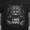 Antisocial T Shirt I Hate People Cat Funny Introvert Mugshot Vintage Top For Everyday Wear Streetwear Slightly Homme