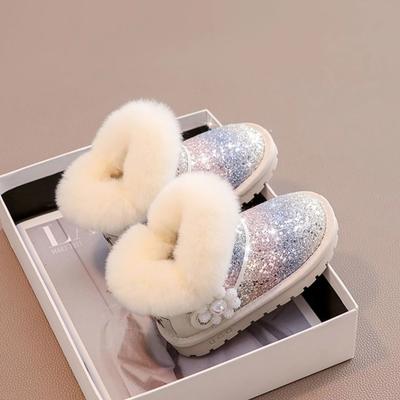 Children's Fashionable Cotton Shoes, Thickened Waterproof Snow Boots for Girls Autumn and Winter