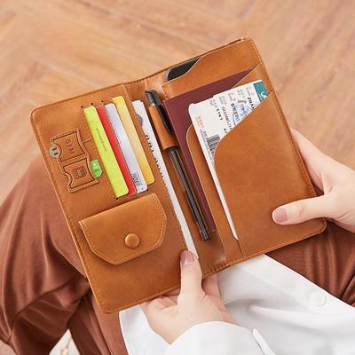 Xiangyin Women's Large Capacity Multifunctional Leather Wallet and Travel Passport Clutch