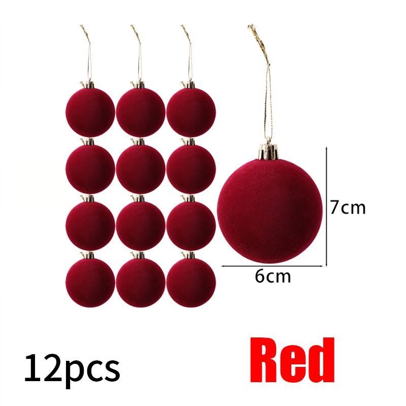 2025 Christmas 6cm Wine Red Velvet Christmas Balls For Xmas Tree Xmas Ball Hanging Pendent Festival Party Home Decor Supplies