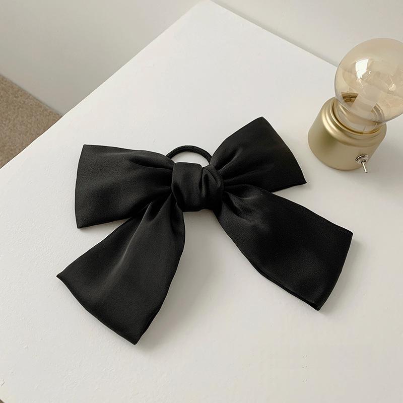 New Bow Ribbon Hair Clip Women Fashion Solid Bowknot Satin Hairpin Rubber Band Girls Ponytail Clip Hair Accessories