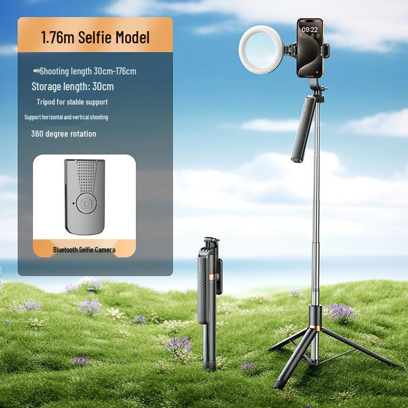 Bluetooth Selfie Stick & Tripod: Portable Telescopic Phone Holder for Desktop & Floor Use