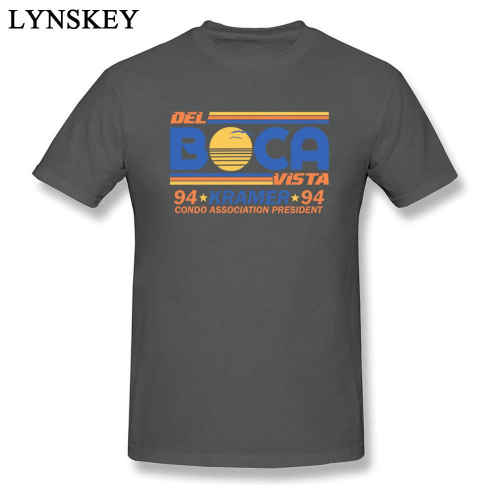 New Fun Seinfeld Del Boca Vista Kramer T Shirt Letter Printed Tee Shirts For Man Cotton Black Casual Shortsleeve Clothing