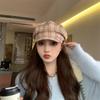 Korean New Hat Women's Autumn and Winter Plaid Octagonal Hat Fashionable Temperament Newsboy Hat Versatile Casual Peaked Hat