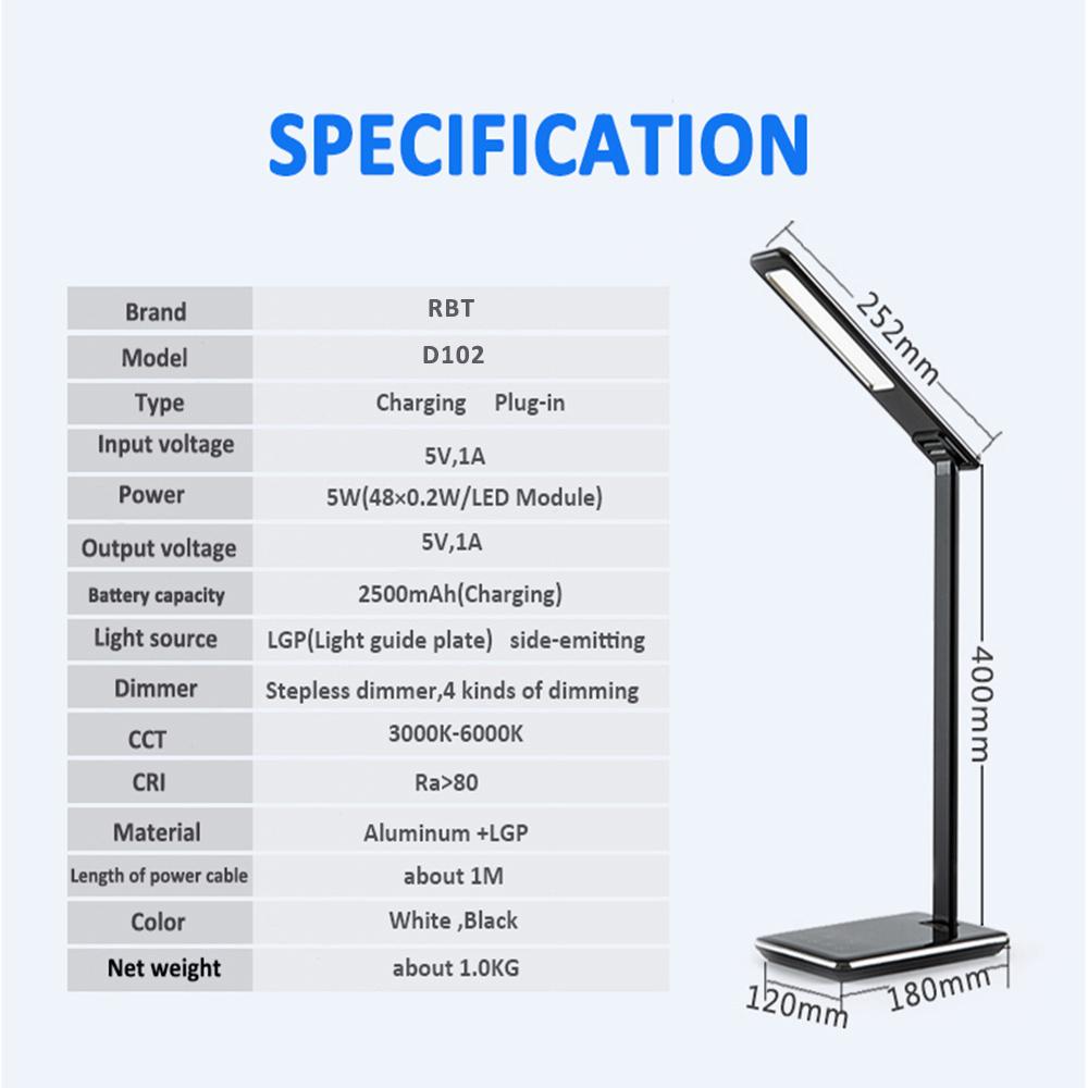 Modern Aluminum CE RoHS Certified Desk Reading Lamp with LED Flexible Arm Light 5W Dimmable USB DC Power Charger