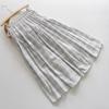 Women's French Romantic Seersucker Checkered A-Line Umbrella Midi Skirt - Light Blue & White Paneled Flared Hem for Summer