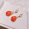 1 Pair Trendy Colorful Flower Water Drop Dangle Earrings Women Wedding Fine Jewelry Gold Color Eardrop