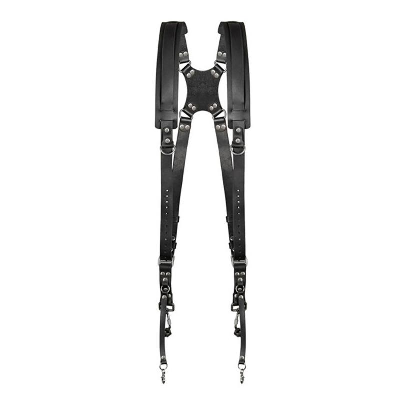 Camera Shoulder Double Strap Harness Quick Release Adjustable Double Camera Leather Strap for DSLR SLR Camera