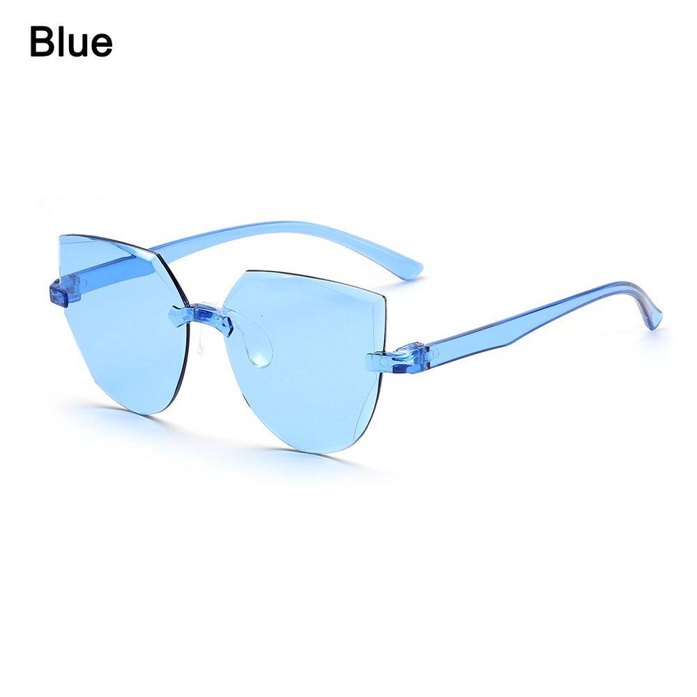 Cat Eye Sunglasses Rimless Sun Glasses For Women Trendy Transparent Candy Color Eyewear Fashion Party Costume Accessories