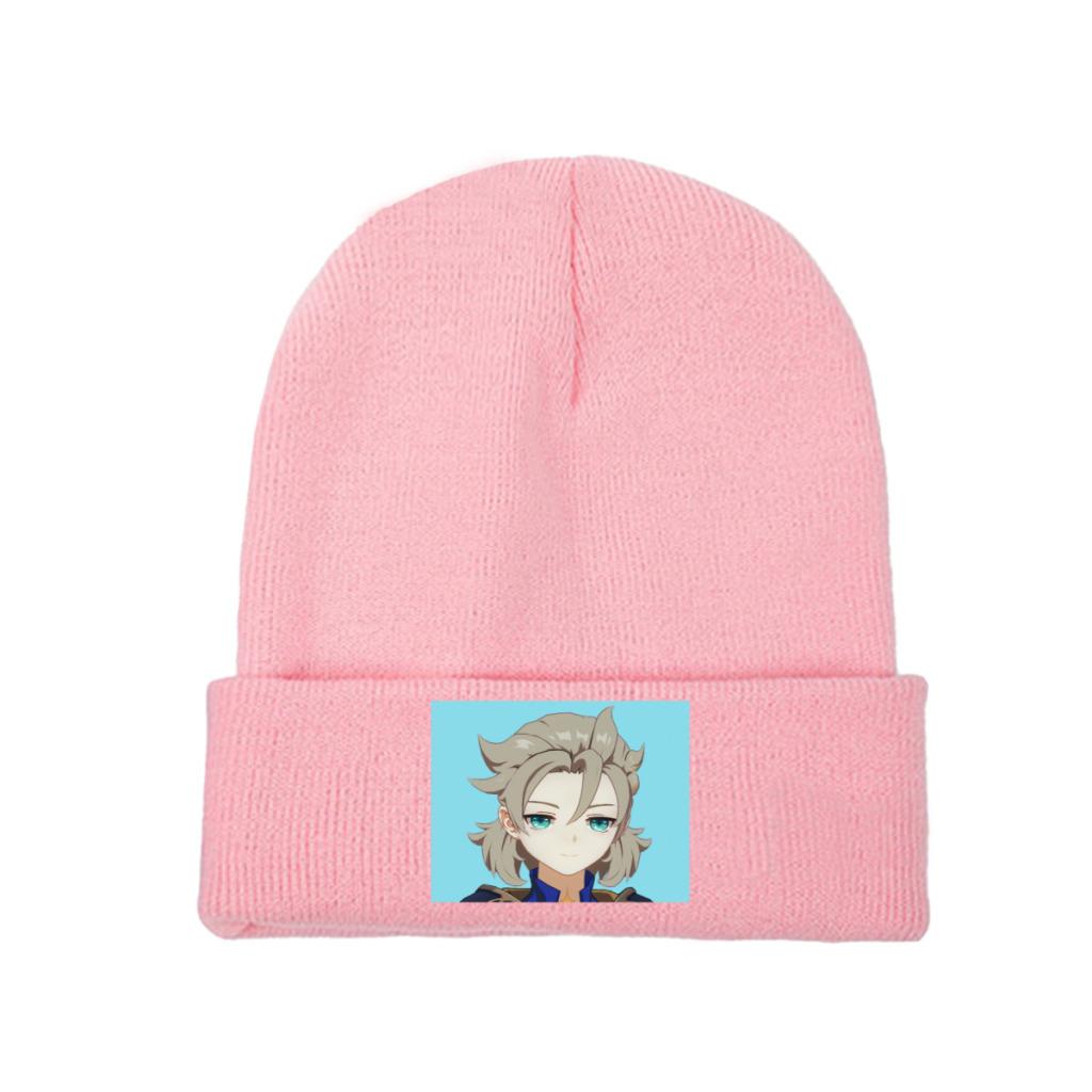 Smug Albedo Genshin Impact Strickmütze Beanies Wintermütze Warm Casual Videospiel Cap Unisex Frauen Geschenke