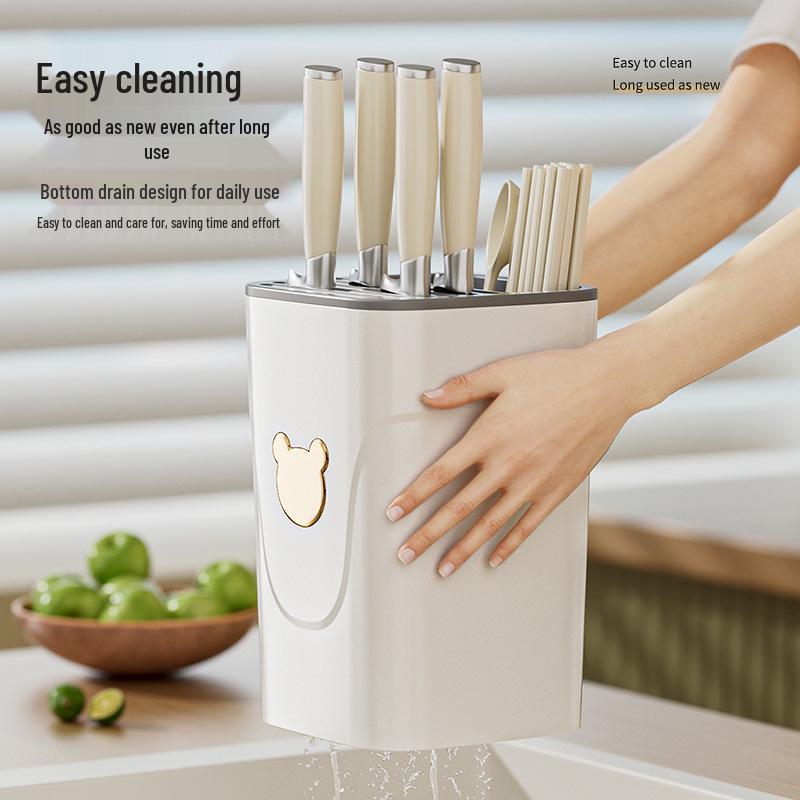 Cartoon Style Large Capacity Kitchen Knife & Chopstick Holder - Multifunctional Storage Rack