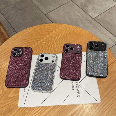 Coque de téléphone de luxe à paillettes Aurore Strass Brillants pour iPhone 17 16 15 14 13 12 11 Pro Max Protection Caméra Bling Housse antichoc