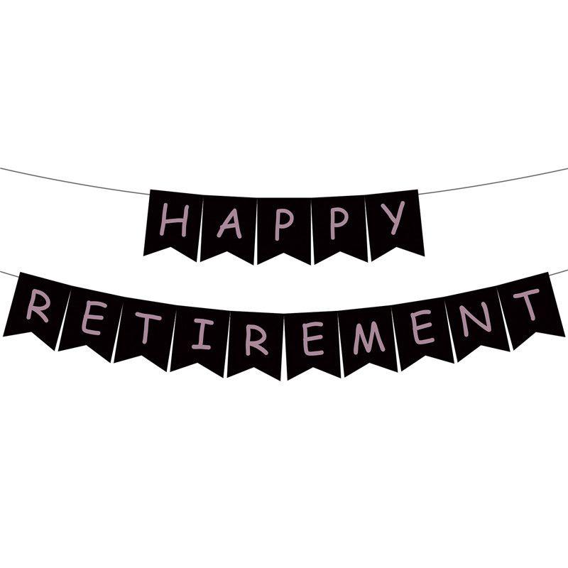 Party zum Thema Ruhestand: „HAPPY RETIREMENT“ Buchstaben-Girlande, Ruhestands-Dekorationen und Ballon-Ornamente
