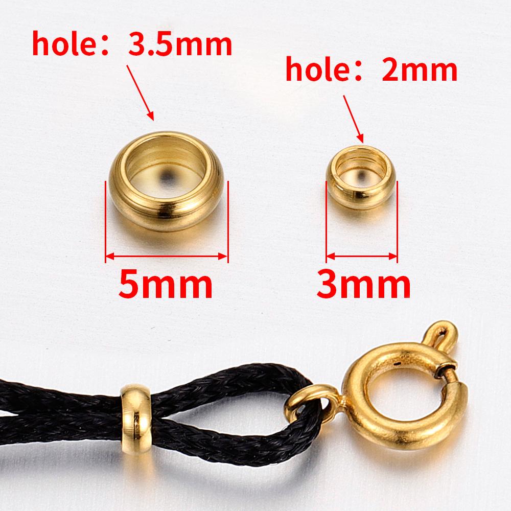 50 stuks Goudkleurig Roestvrij Staal Rond Stopper Spacer Kralen Krimp Eindkralen voor DIY Ketting Sieraden Maken Benodigdheden Groothandel