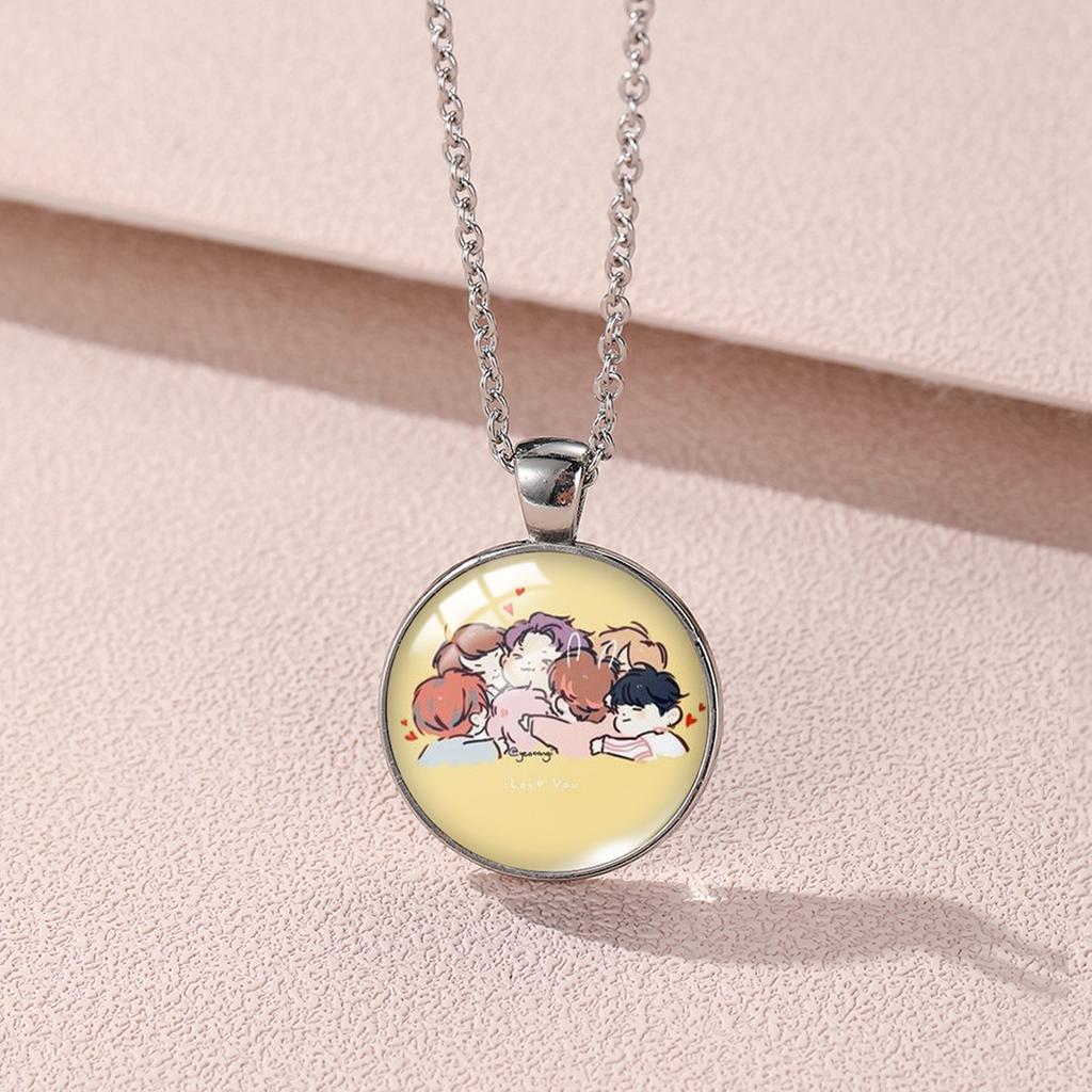 Colar redondo BTS, pingente Bangtan Boys com foto de membro, Item Colecionável Kpop para Fãs ARMY