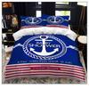 Anchor Bedding Set Ocean Style Quilt Cover Single Double Home Textile With Pillowcase For Kids Boy Home Decor Soft Duvet Cover