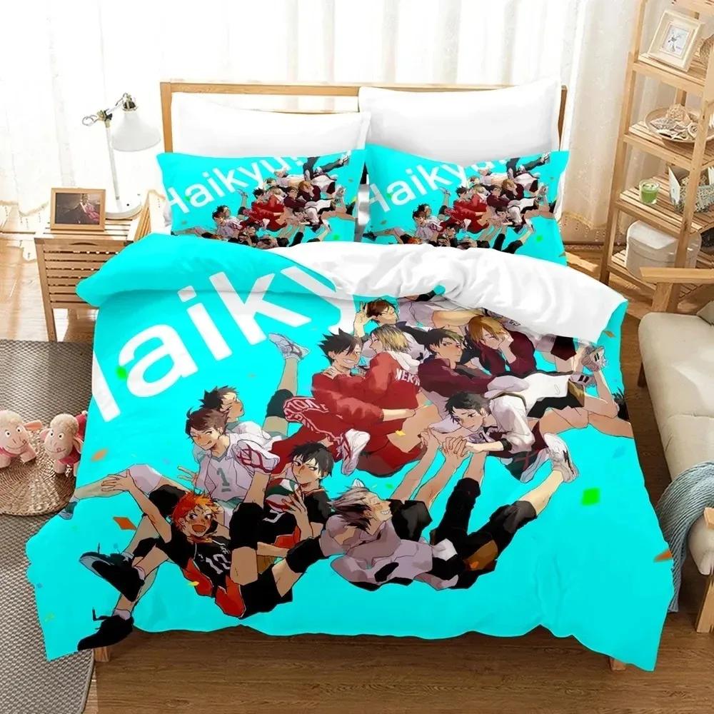 3D-tryck Haikyu Anime Sängkläder Set Pojkar Flickor Twin Queen King Size Påslakan Örngott Säng pojkar Vuxen Hemtextil
