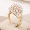Trendy Inlaid Imitation Pearl Women's Ring Exquisite Gold Color Geometry Daily Wear Party Jewelry Anniversary Gift