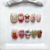Uñas Postizas Pintadas a Mano Lindas Cuadradas Cortas Diseño Ojo de Gato Dulce Estilo Ins Arte de Uñas Mujeres