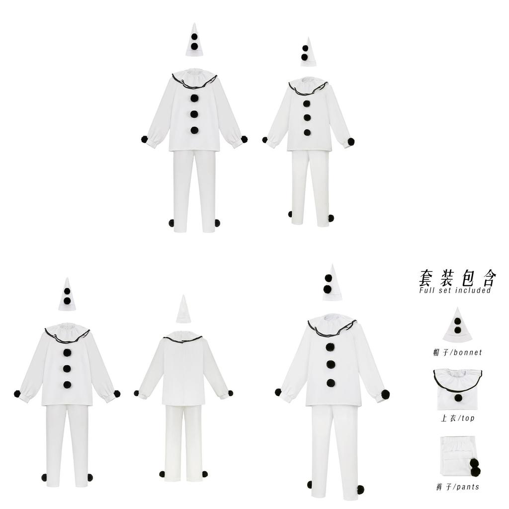 Pierrot Clown Costume For Themed Parties And Cosplay Events With Comfortable Polyester Material