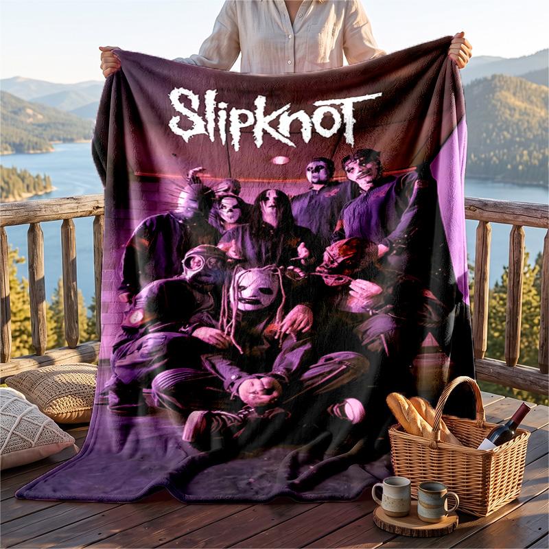 Warm Flannel Blanket Slipknot Pattern, Lightweight Comfortable Throw Blanket for Bed Sofa Use