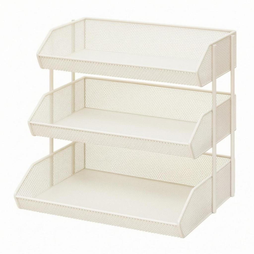 Versatile Freestanding Storage Rack with Raised Rails Space-Efficient Mesh Shelf
