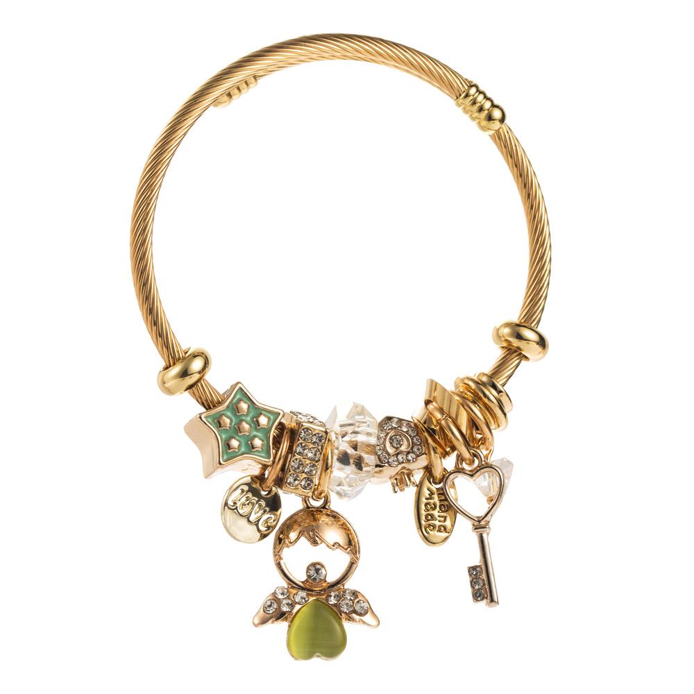 

Маленький Ангел Ключ Бриллиантовая Подвеска Регулируемый Браслет Дружбы белый