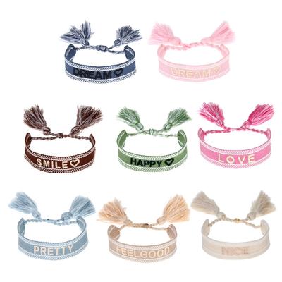 Kärleksmönster Vävda Armband Bohemiska Justerbara Handgjorda Tofsar Rep Bohemiska Armband Dam Flickor Armband Smycken