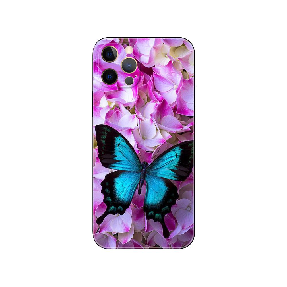 Etui na telefon z motylem na białych różach dla iphone 14 5s 2020se 6 6s 7 8 plus x 10 XR XS 11 12 13 mini pro MAX czarne etui z TPU na tył