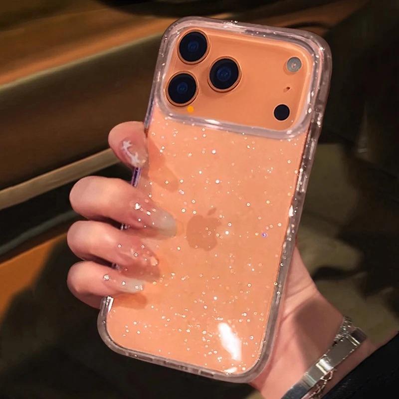 Soft Silicone Glitter Transparent Phone Case for iPhone 11 12 13 14 15 16 17 Pro Max Plus Air Clear Bumper Cases Cover