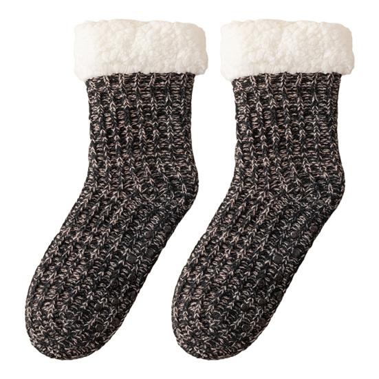 

Флисовые носки-гольфы Теплые носки-тапочки с нескользящими подошвами Женские утолщенные пушистые зимние носки для дома, отдыха, сна чёрный