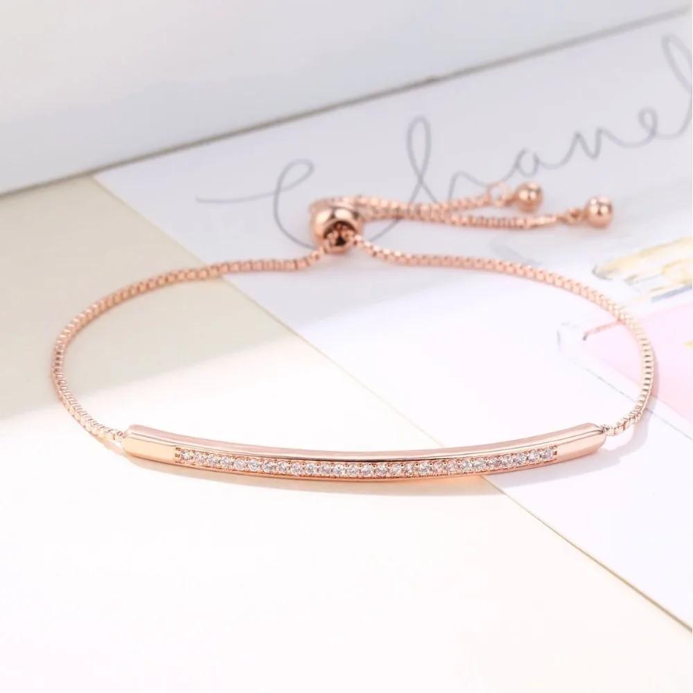 New Trendy Adjustable Silver Stainless Steel Bracelet for Women Charm Crystal Zircon Gold Color Bangle Jewelry Pulseira Feminia