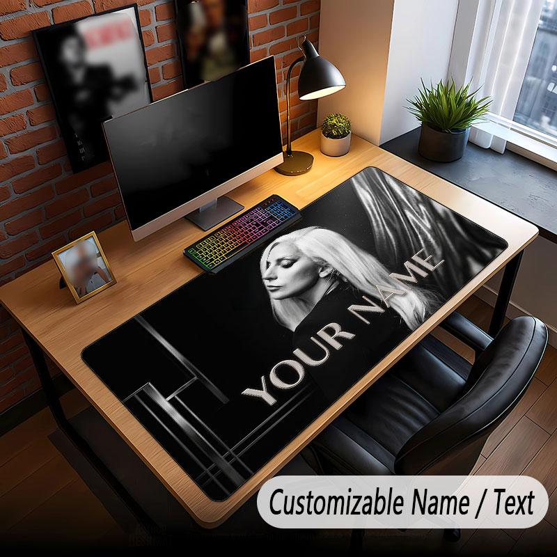 Custom Name Extended Mouse Pad,Lady Gaga Gaming Desk Mat For Home Office Desktop Decor