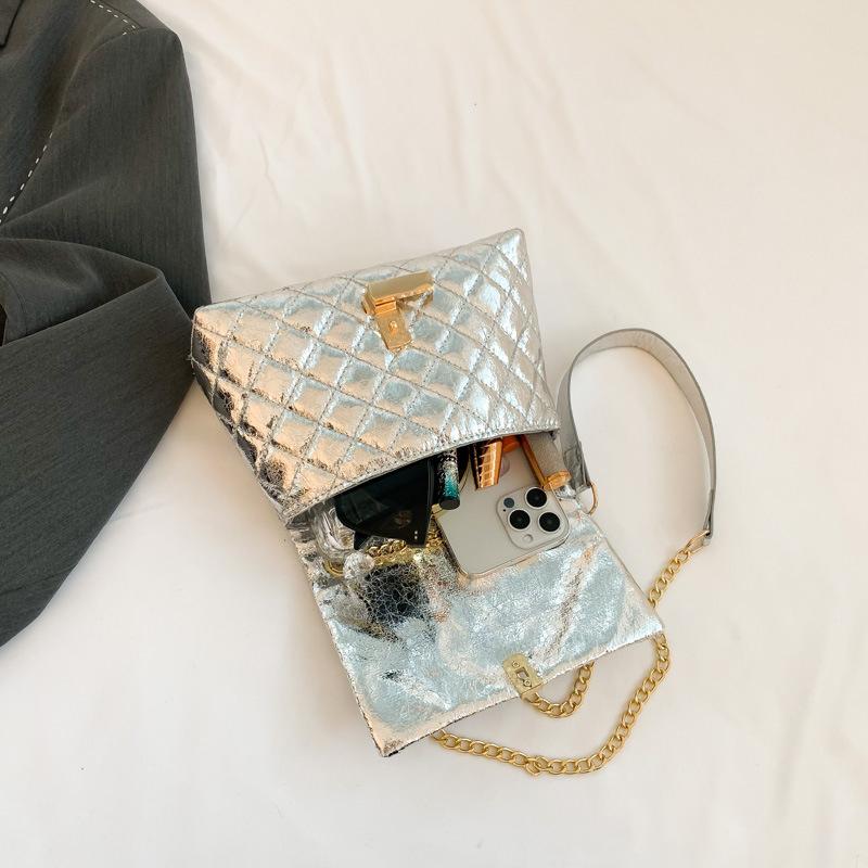 Luxus-Laser-Design Chevron gesteppte Umhängetasche Damen Hochwertiger bestickter Faden PU-Leder Umhänge-Umhängetasche