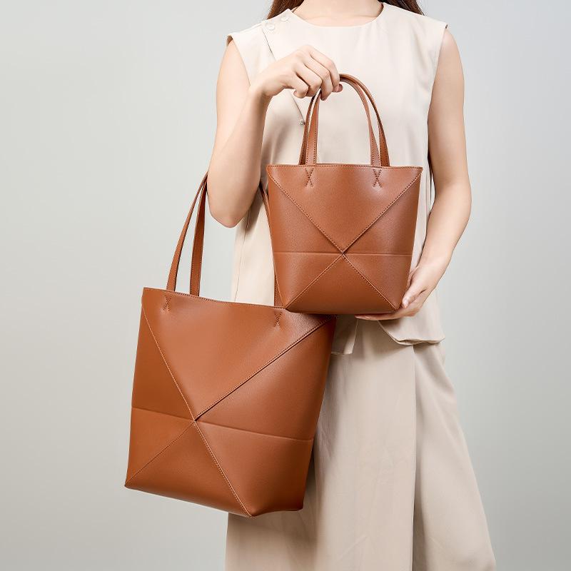 Verformbare Faltbare Tragetasche Nische und Hochwertiges Echtes Leder Großvolumige Handgehaltene Schultertasche