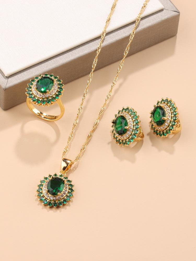New Original Design Women Luxury Wedding Dubai Jewelry Sets  Gold Plated Earrings Necklace Pendant Ring For Women Gift