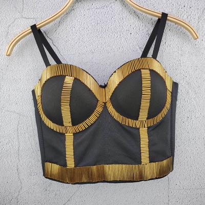 Figurbetontes Perlenbesetztes Original Sommer Kurzdesign Geburtstagsträger Damenbekleidung Luxusmarke Einfarbig Trendiges Neckholder-Top Camis & Tanktops
